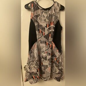 Mossimo XL Black White abstract print sleeveless fit dress